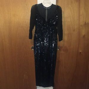♣️EUC Vintage A.J. Bari Silk/Sequence Evening Gown
